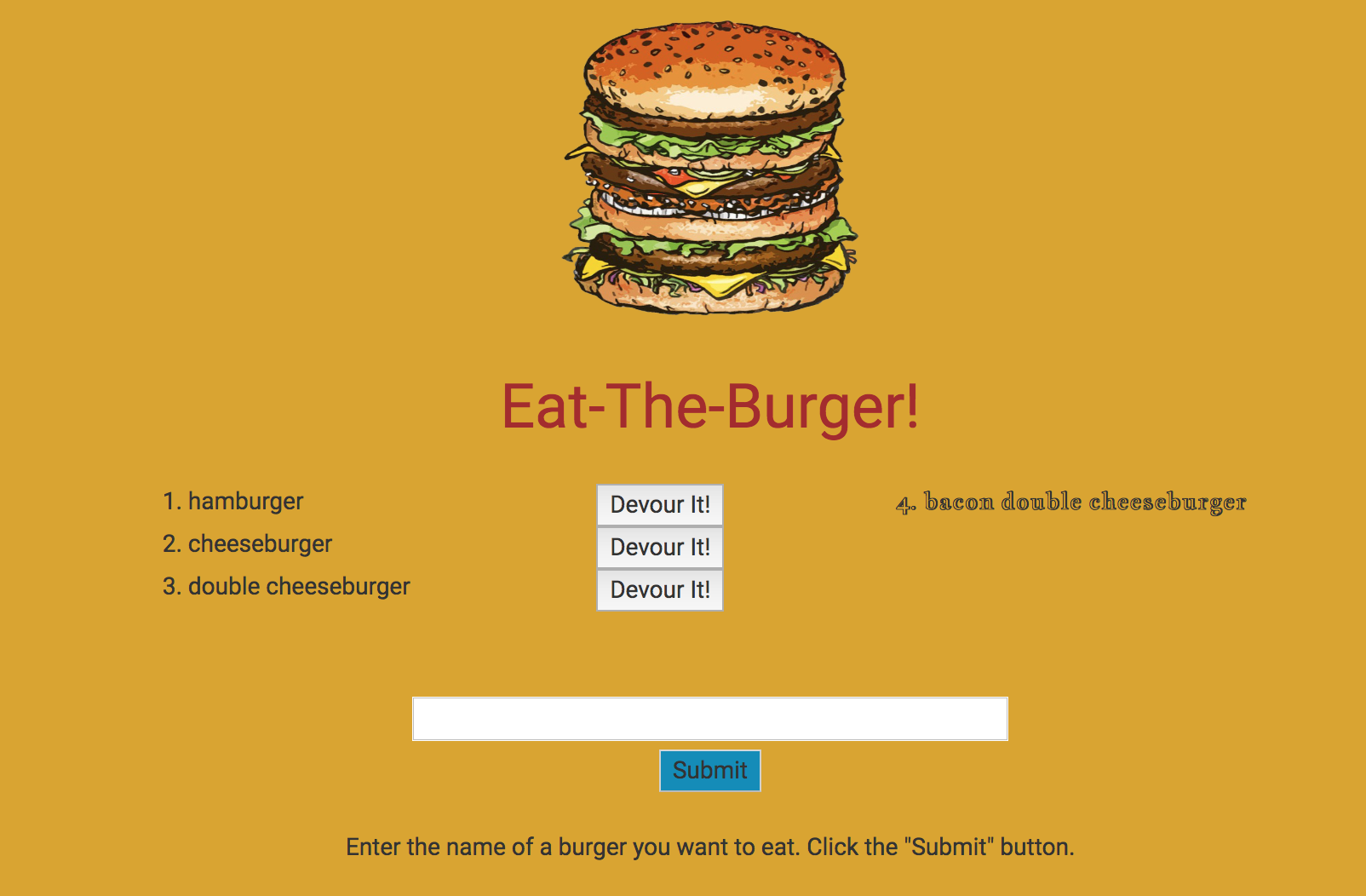 Burger screen